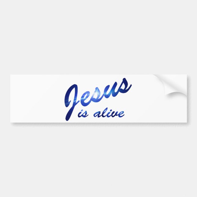 Jesus ist lebendiges Blau électrique Autoaufkleber (Vorne)