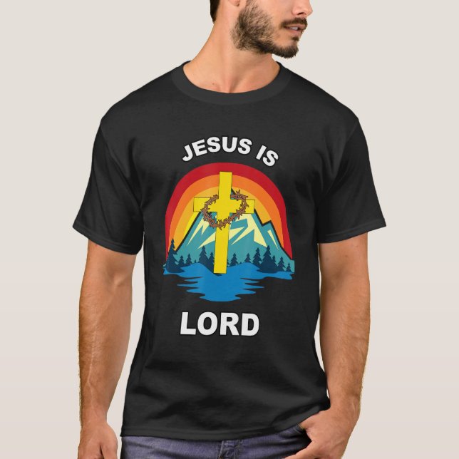 Jesus ist Lord Sunset Cross Crown von Thorns Chris T-Shirt (Vorderseite)