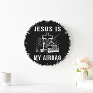Jesus ist mein Airbag Große Wanduhr