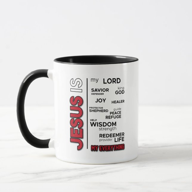 Jesus ist mein "Alles Wort Cloud" Tasse (Links)