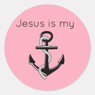 Jesus ist mein Anker Runder Aufkleber