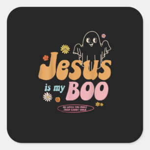 Jesus ist mein Boo Er liebt dich mehr Spielender G Quadratischer Aufkleber