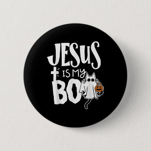 Jesus ist mein Boo - lustig Spooky Katze Christlic Button