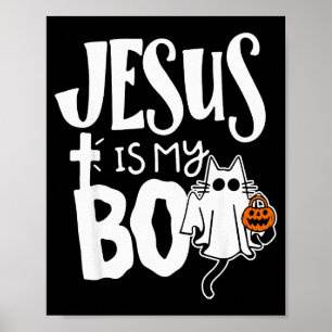 Jesus ist mein Boo - Lustige gruselige Katze chris Poster