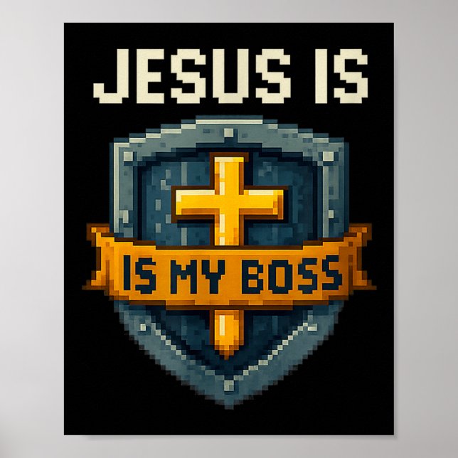 Jesus ist mein Chef Christlicher Schild Superheld  (Vorne)