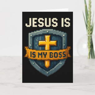 Jesus ist mein Chef Christlicher Schild Superheld  Karte