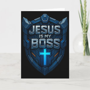 Jesus ist mein Chef Christlicher Schild Superheld Karte