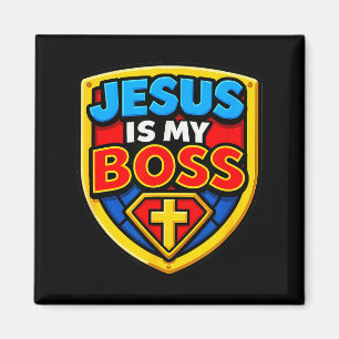 Jesus ist mein Chef Christlicher Schild Superheld Magnet