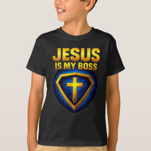 Jesus ist mein Chef Christliches Schild Superheld T-Shirt