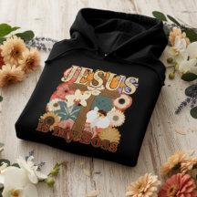 Jesus ist mein Chef – Vintage-Blumenkreuz Christli
