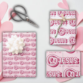 Jesus ist mein Christlicher Retro-Rosa-Retro Geschenkpapier Set