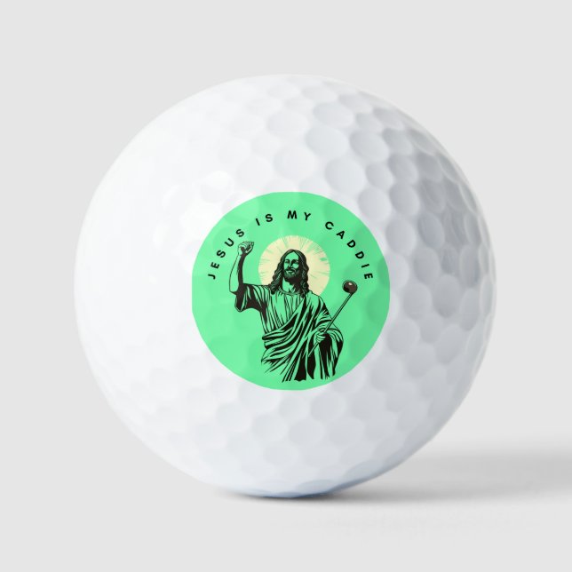 Jesus ist mein Christlicher Spaß Funny Green Golfball (Vorderseite)