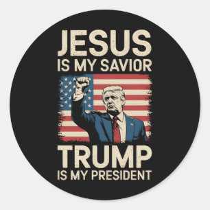 Jesus ist mein Erlöser Trump ist mein Präsident 47 Runder Aufkleber
