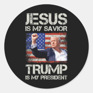 Jesus ist mein Erlöser Trump ist mein Präsident Am Runder Aufkleber