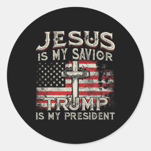 Jesus ist mein Erlöser Trump ist mein Präsident Am Runder Aufkleber