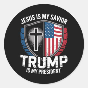 Jesus ist mein Erlöser Trump ist mein Präsident Pr Runder Aufkleber