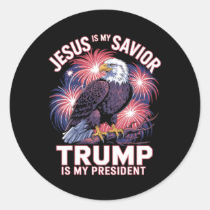 Jesus ist mein Erlöser Trump ist mein Präsident Re Runder Aufkleber