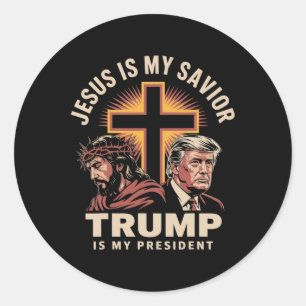 Jesus ist mein Erlöser Trump ist mein Präsident Re Runder Aufkleber