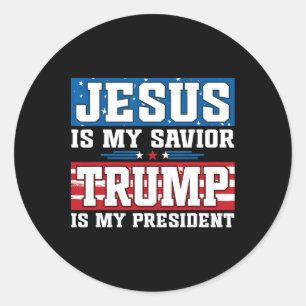 Jesus ist mein Erlöser Trump ist mein Präsident Tr Runder Aufkleber