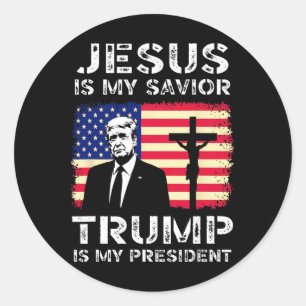 Jesus ist mein Erlöser Trump ist mein Präsident Tr Runder Aufkleber