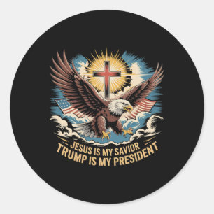 Jesus ist mein Erlöser Trump ist mein Präsident Tr Runder Aufkleber