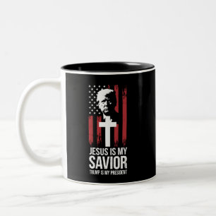 Jesus ist mein Erlöser Trump ist mein Präsident Tr Zweifarbige Tasse