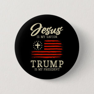Jesus ist mein Erlöser Trump ist mein Präsident US Button