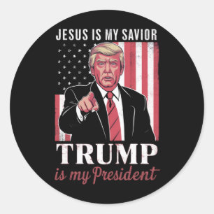 Jesus ist mein Erlöser Trump ist mein Präsident Wa Runder Aufkleber
