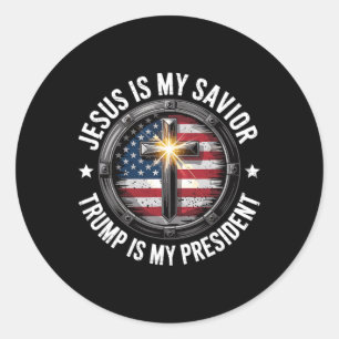 Jesus ist mein Erlöser Trump mein Präsident Christ Runder Aufkleber