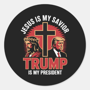 Jesus ist mein Erlöser Trump mein Präsident Christ Runder Aufkleber