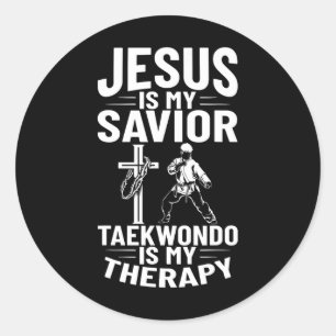 Jesus ist mein Erretter Christlich Karate Taekwond Runder Aufkleber