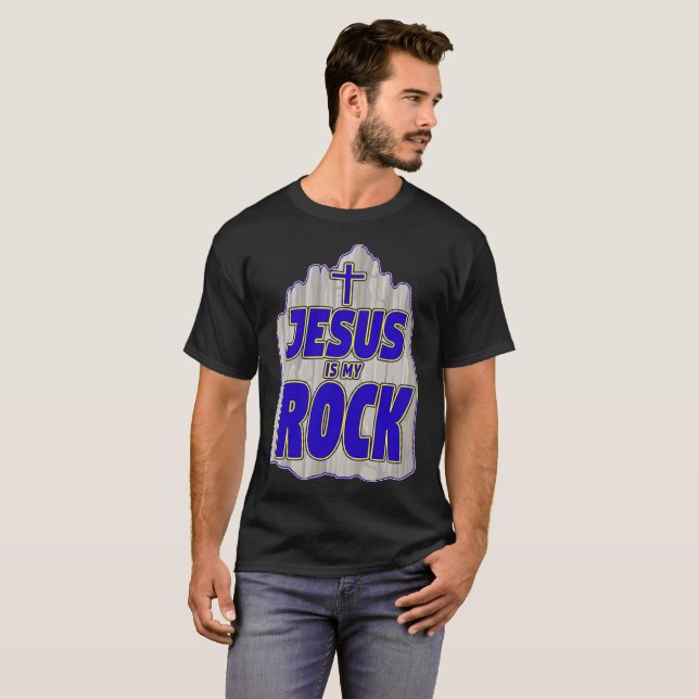 Jesus ist mein Felsen-Shirt für christliche Männer T-Shirt (Vorne ganz)