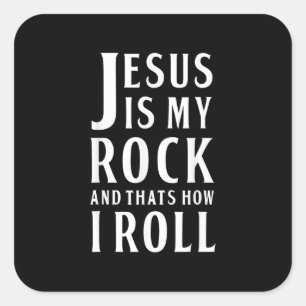 Jesus ist mein Felsen und so mache ich das Shirt Quadratischer Aufkleber