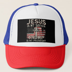 Jesus Ist Mein Heiland Trump Ist Mein Präsident Am Truckerkappe