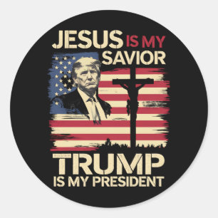 Jesus ist mein Heiland Trump ist mein Präsident US Runder Aufkleber