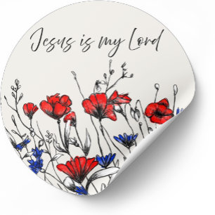 Jesus ist mein Herr christliche Blumenskunst Mohn Runder Aufkleber