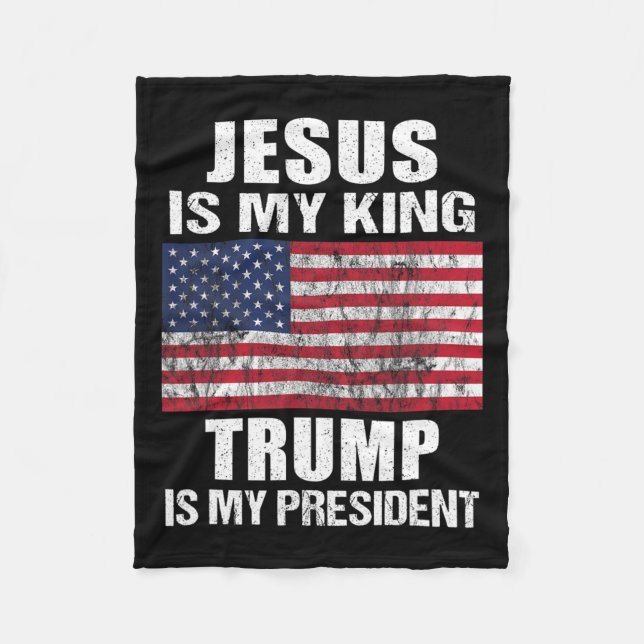 Jesus ist mein König Trump ist mein Präsident Fleecedecke (Vorderseite)