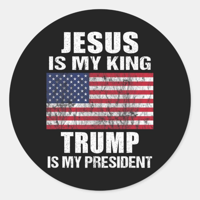 Jesus ist mein König Trump ist mein Präsident Runder Aufkleber (Vorderseite)
