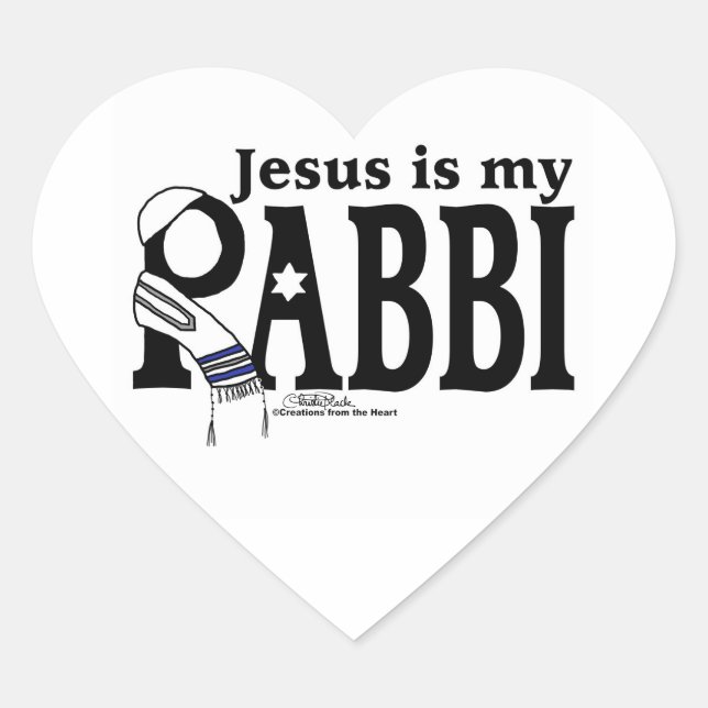 Jesus ist mein RABBI Herz-Aufkleber (Vorderseite)