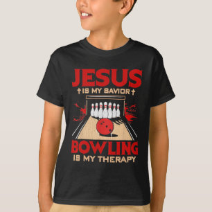 Jesus ist mein Retter Bowling ist meine Therapie V T-Shirt