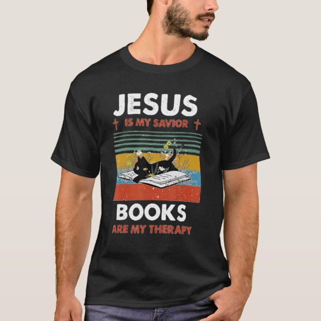 Jesus ist mein Retter Katzen sind meine Therapie T-Shirt (Vorderseite)