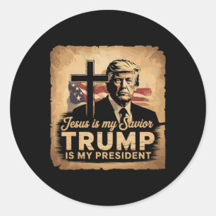 Jesus ist mein Retter Trump ist mein biblischer Pr Runder Aufkleber