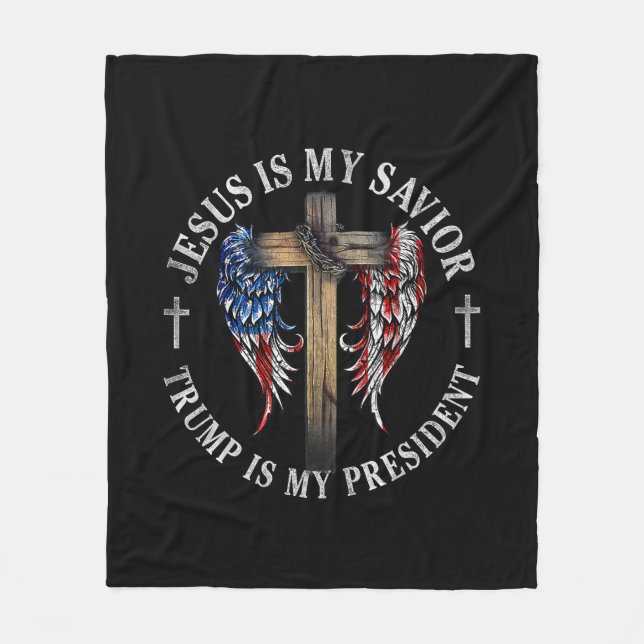 Jesus ist mein Retter Trump ist mein Präsident 202 Fleecedecke (Vorderseite)
