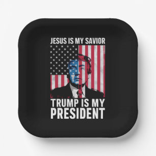 Jesus ist mein Retter Trump ist mein Präsident 202 Pappteller