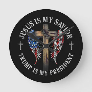 Jesus ist mein Retter Trump ist mein Präsident 202 Runde Wanduhr