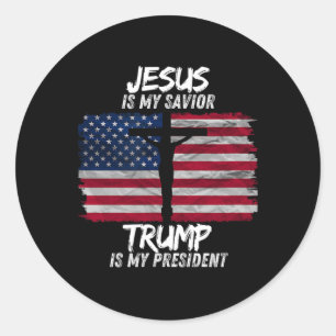 Jesus ist mein Retter Trump ist mein Präsident 202 Runder Aufkleber