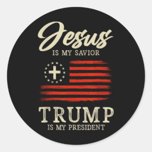 Jesus ist mein Retter Trump ist mein Präsident 202 Runder Aufkleber