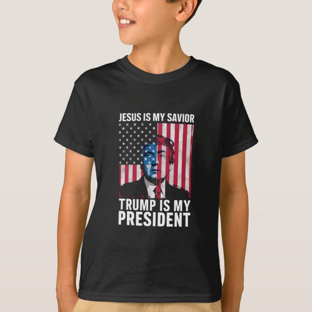 Jesus ist mein Retter Trump ist mein Präsident 202 T-Shirt (Vorderseite)