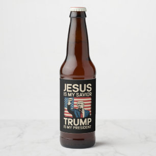 Jesus ist mein Retter Trump ist mein Präsident 47 Bierflaschenetikett