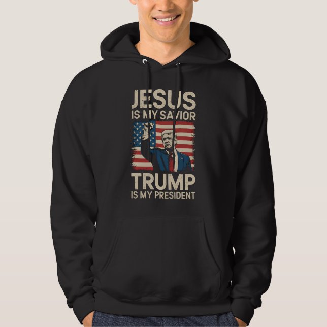 Jesus ist mein Retter Trump ist mein Präsident 47  Hoodie (Vorderseite)